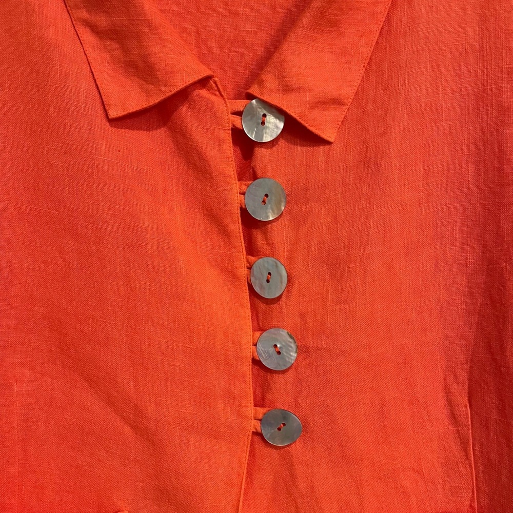 Habitat Jacket Topper Blazer 100% Linen Flax Orange Coral Mother of Pearl Medium - Picture 3 of 7